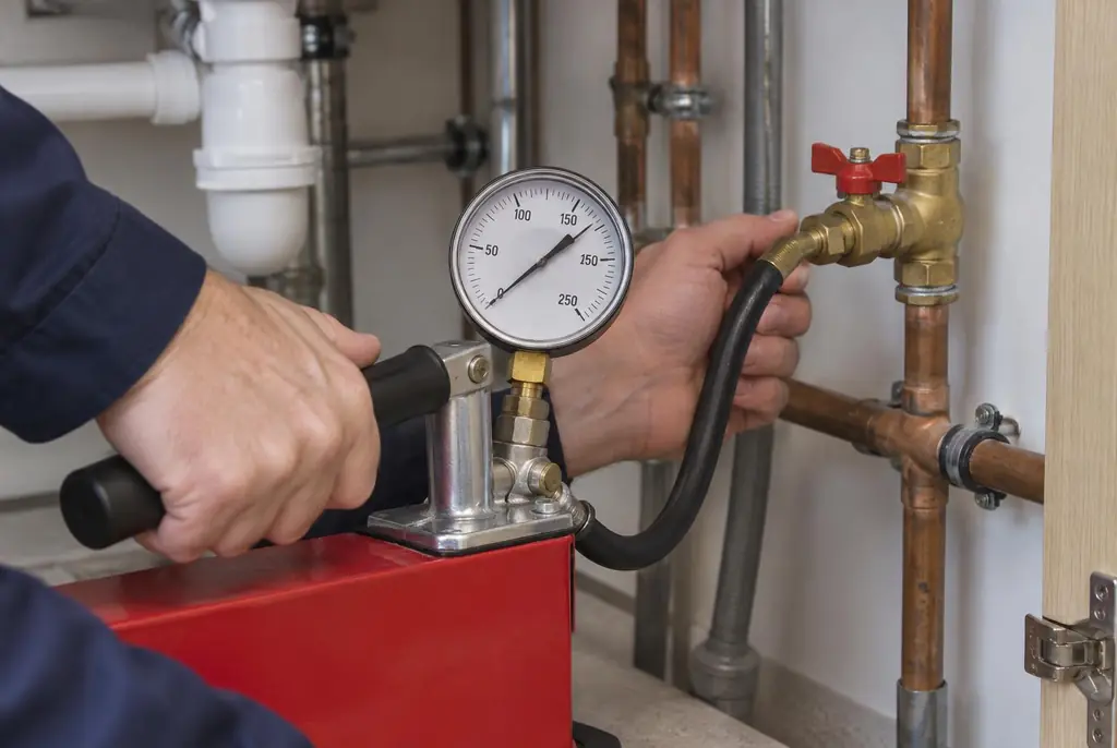 Lekdetectie Naaldwijk – druktest op een waterleiding met een manometer