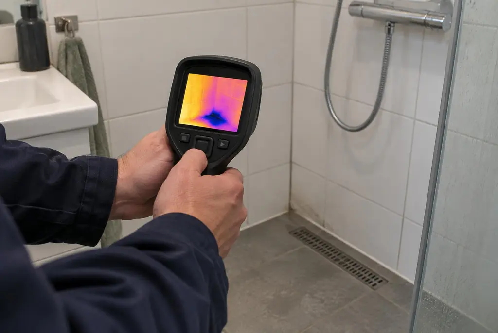 Lekdetectie Naaldwijk – lekdetectiespecialist met warmtebeeldcamera in een badkamer