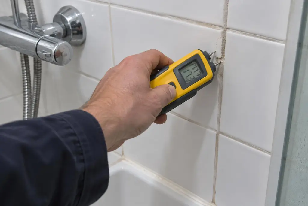 Lekdetectie Naaldwijk – vochtmeter op badkamertegels bij de douche