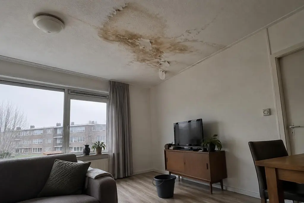 Lekdetectie Naaldwijk – vochtplek op het plafond onder een badkamer